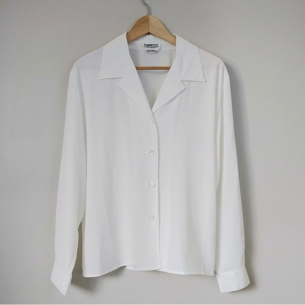Vintage Ports International Blouse Button up Collar White